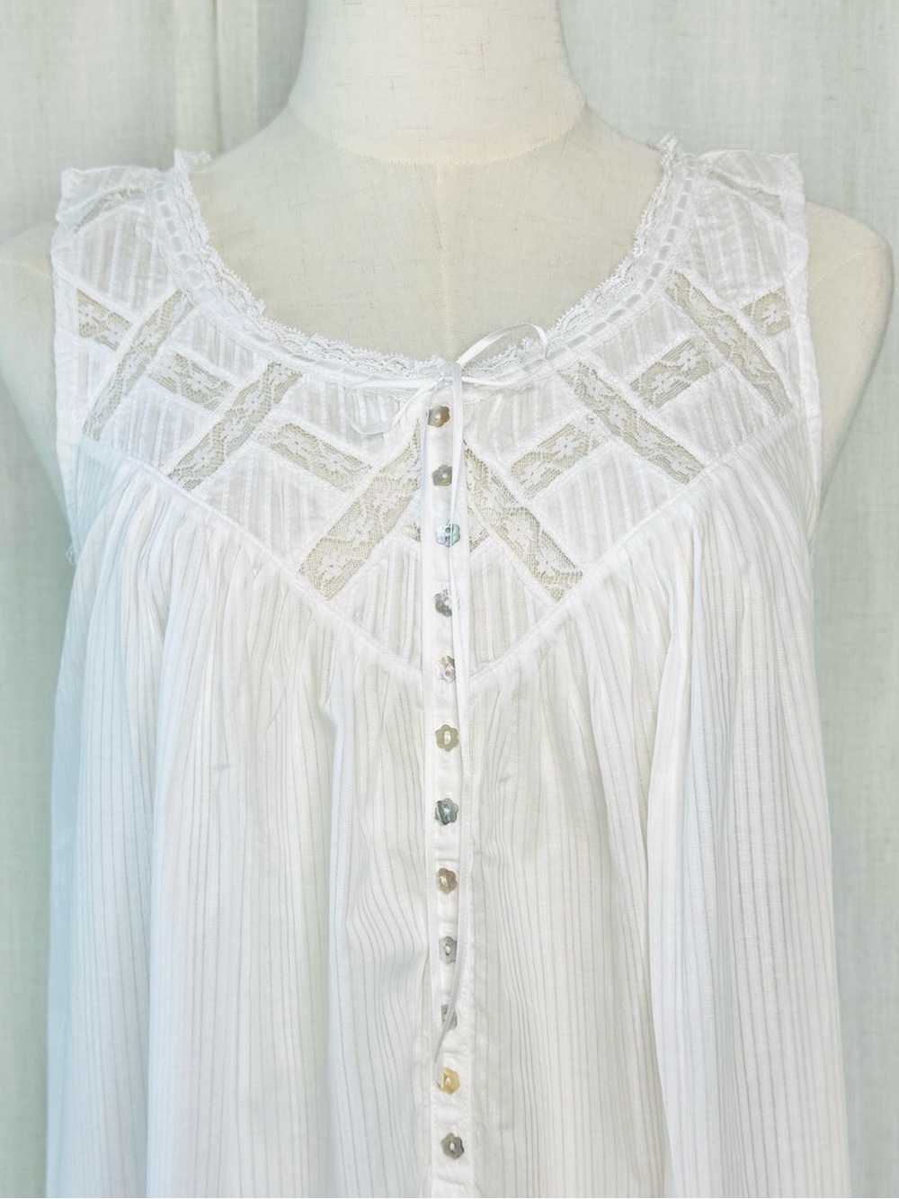 Eileen West Sleeveless Ballet Nightgown White Cotton Size S